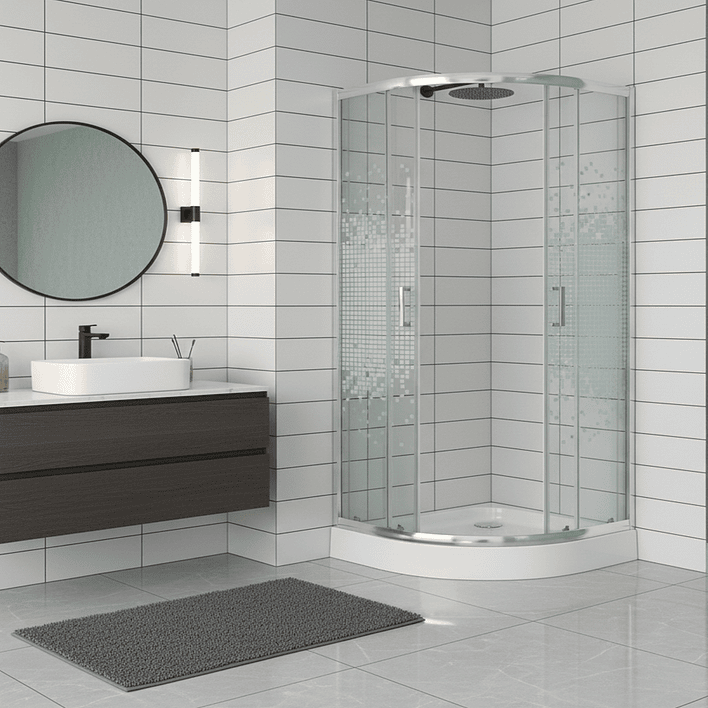 Shower Door Joytek Curvo Mosaic White 90x90x199cm (Incluye Receptáculo) 3