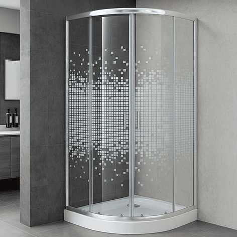Shower Door Joytek Curvo Mosaic White 90x90x199cm (Incluye Receptáculo) 1
