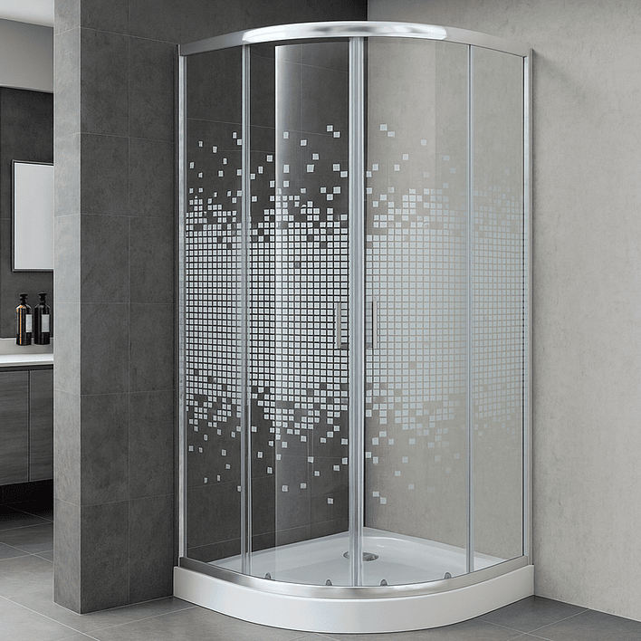 Shower Door Joytek Curvo Mosaic White 90x90x199cm (Incluye Receptáculo) 1