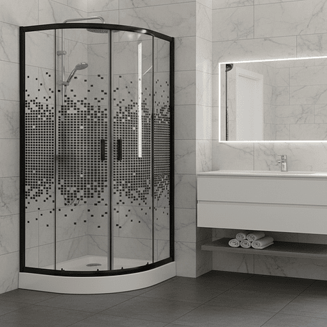 Shower Door Joytek Curvo Mosaic Black 90x90x199cm (Incluye Receptáculo) 3