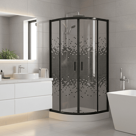 Shower Door Joytek Curvo Mosaic Black 90x90x199cm (Incluye Receptáculo) 2