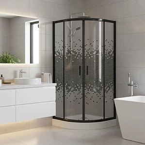 Shower Door Joytek Curvo Mosaic Black 90x90x199cm (Incluye Receptáculo)