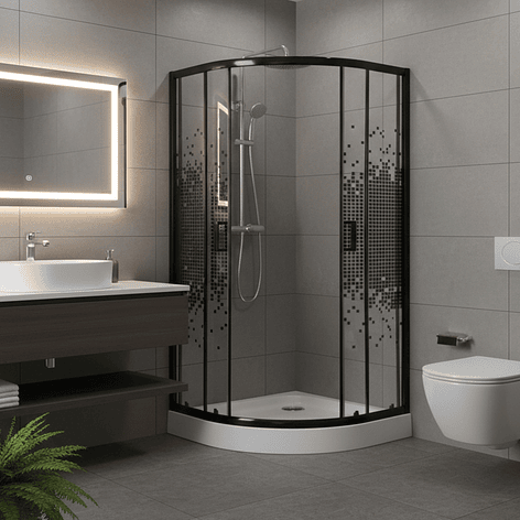 Shower Door Joytek Curvo Mosaic Black 90x90x199cm (Incluye Receptáculo) 4