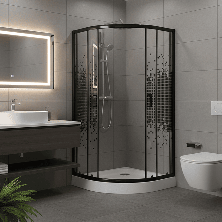 Shower Door Joytek Curvo Mosaic Black 90x90x199cm (Incluye Receptáculo) 4