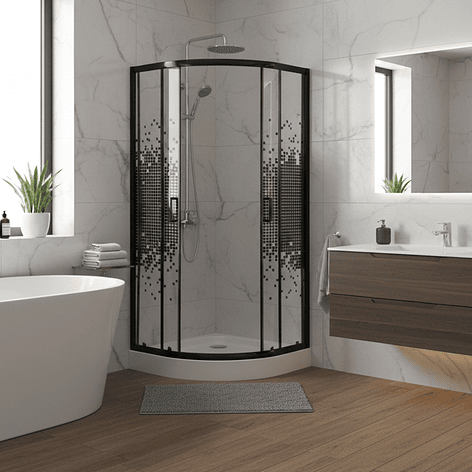 Shower Door Joytek Curvo Mosaic Black 80x80x199cm (Incluye Receptáculo) 5