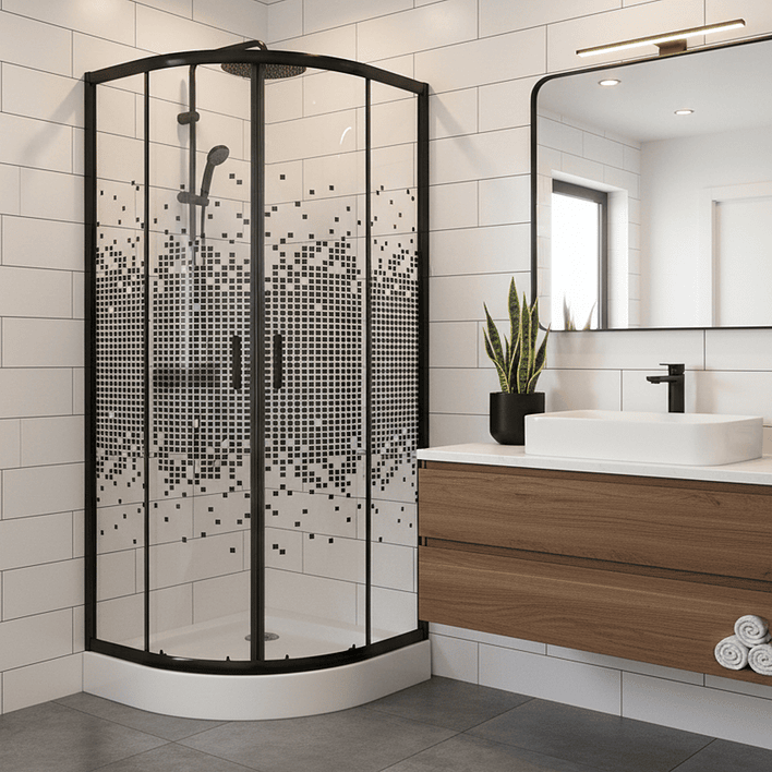 Shower Door Joytek Curvo Mosaic Black 80x80x199cm (Incluye Receptáculo) 1