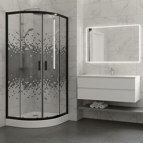 Shower Door Joytek Curvo Mosaic Black 80x80x199cm (Incluye Receptáculo) 2