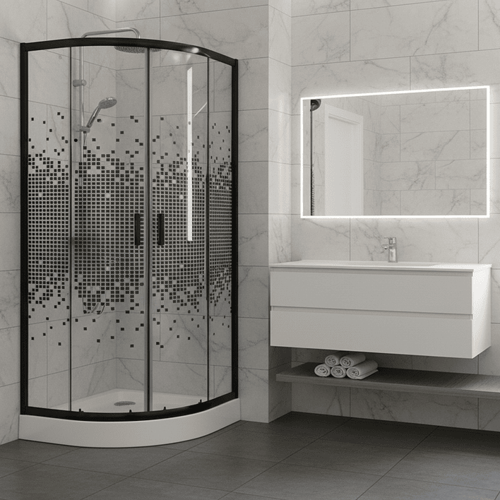 Shower Door Joytek Curvo Mosaic Black 80x80x199cm (Incluye Receptáculo) 2