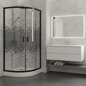 Shower Door Joytek Curvo Mosaic Black 80x80x199cm (Incluye Receptáculo)