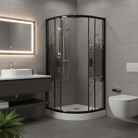 Shower Door Joytek Curvo Mosaic Black 80x80x199cm (Incluye Receptáculo) 4