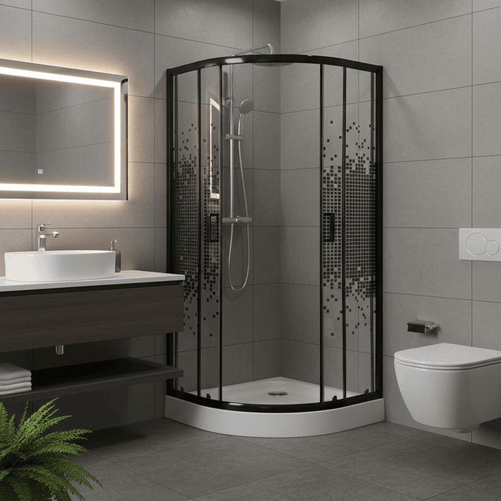 Shower Door Joytek Curvo Mosaic Black 80x80x199cm (Incluye Receptáculo) 4