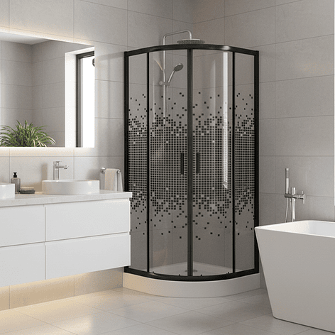Shower Door Joytek Curvo Mosaic Black 80x80x199cm (Incluye Receptáculo) 3