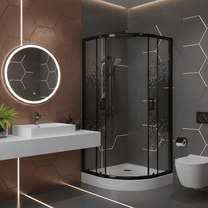 Shower Door Joytek Curvo Mosaic Black 80x80x199cm (Incluye Receptáculo) 6