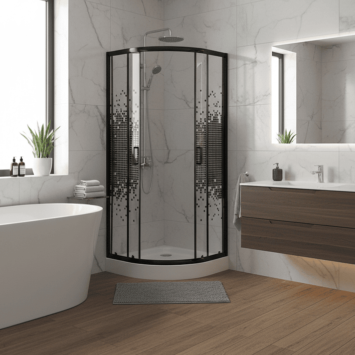 Shower Door Joytek Curvo Mosaic Black 70x70x199cm (Incluye Receptáculo) 4