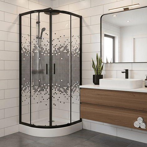 Shower Door Joytek Curvo Mosaic Black 70x70x199cm (Incluye Receptáculo) 1
