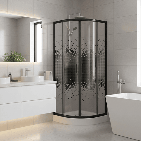 Shower Door Joytek Curvo Mosaic Black 70x70x199cm (Incluye Receptáculo) 3