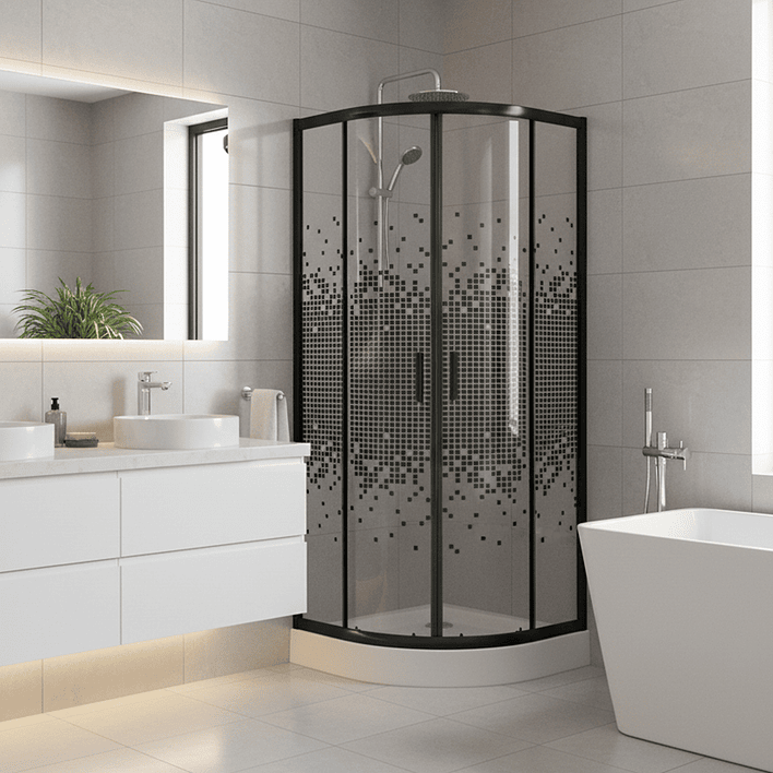 Shower Door Joytek Curvo Mosaic Black 70x70x199cm (Incluye Receptáculo) 3