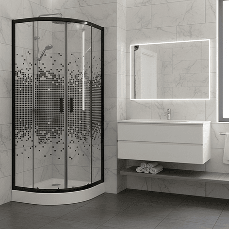 Shower Door Joytek Curvo Mosaic Black 70x70x199cm (Incluye Receptáculo) 2