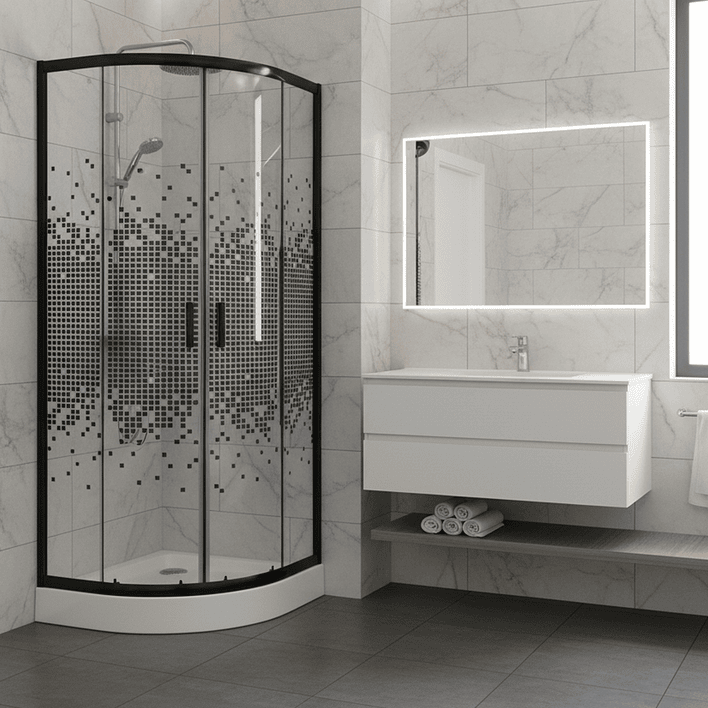 Shower Door Joytek Curvo Mosaic Black 70x70x199cm (Incluye Receptáculo) 2