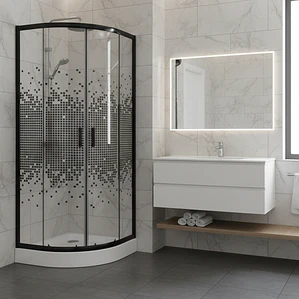 Shower Door Joytek Curvo Mosaic Black 70x70x199cm (Incluye Receptáculo)