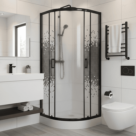 Shower Door Joytek Curvo Mosaic Black 70x70x199cm (Incluye Receptáculo) 5