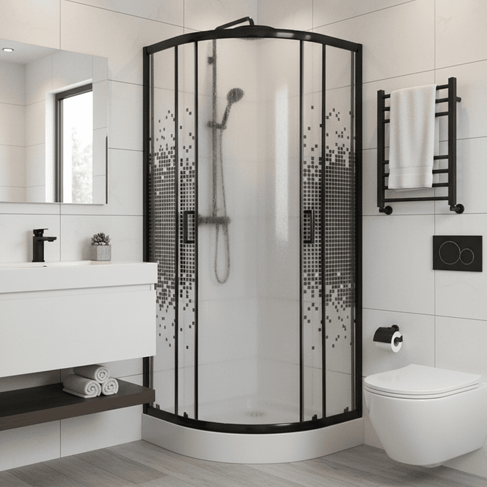 Shower Door Joytek Curvo Mosaic Black 70x70x199cm (Incluye Receptáculo) 5