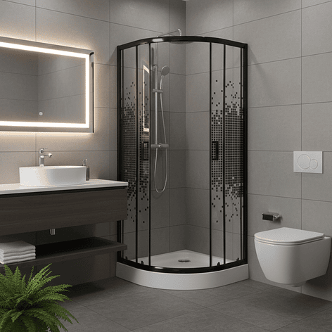Shower Door Joytek Curvo Mosaic Black 70x70x199cm (Incluye Receptáculo) 7