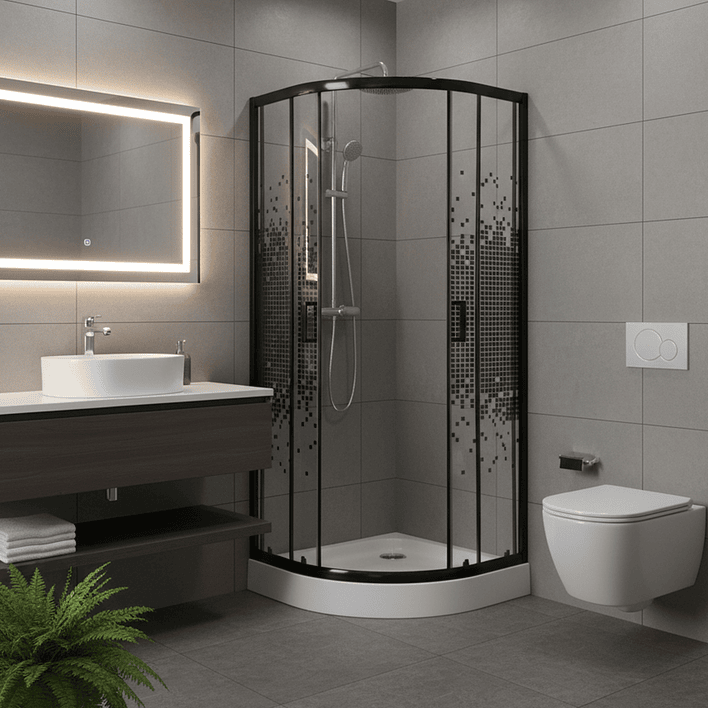 Shower Door Joytek Curvo Mosaic Black 70x70x199cm (Incluye Receptáculo) 7