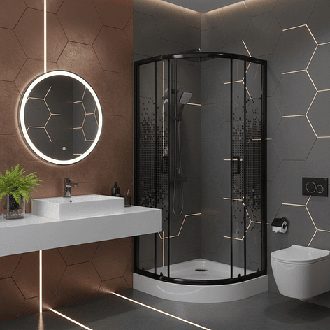 Shower Door Joytek Curvo Mosaic Black 70x70x199cm (Incluye Receptáculo) 6