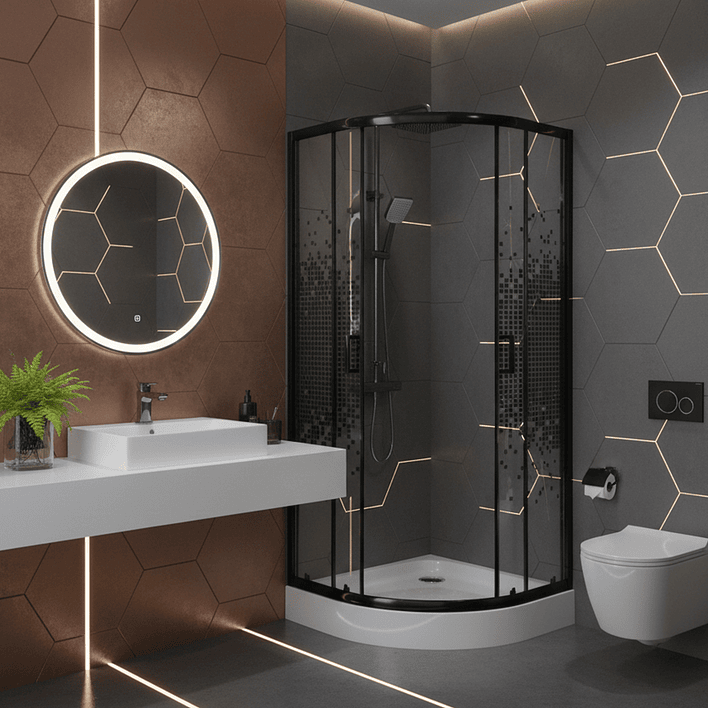 Shower Door Joytek Curvo Mosaic Black 70x70x199cm (Incluye Receptáculo) 6
