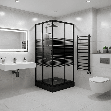 Shower Door Joytek Recto Strava Negro 80x80x198cm (Incluye Receptáculo) 2