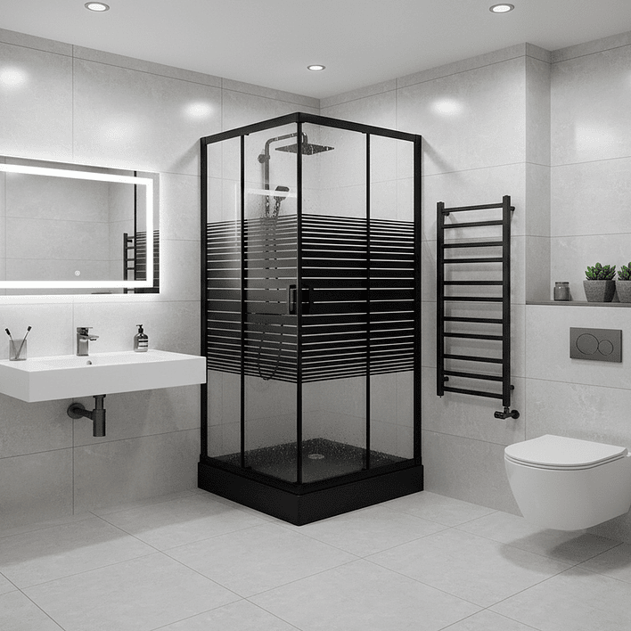 Shower Door Joytek Recto Strava Negro 80x80x198cm (Incluye Receptáculo) 2