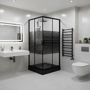 Shower Door Joytek Recto Strava Negro 80x80x198cm (Incluye Receptáculo)