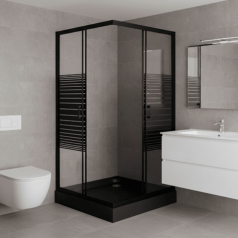 Shower Door Joytek Recto Strava Negro 90x90x198cm (Incluye Receptáculo) 5