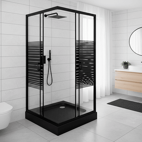Shower Door Joytek Recto Strava Negro 90x90x198cm (Incluye Receptáculo) 4