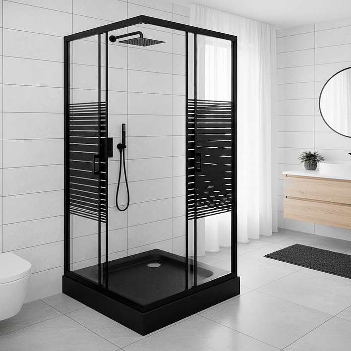 Shower Door Joytek Recto Strava Negro 90x90x198cm (Incluye Receptáculo) 4