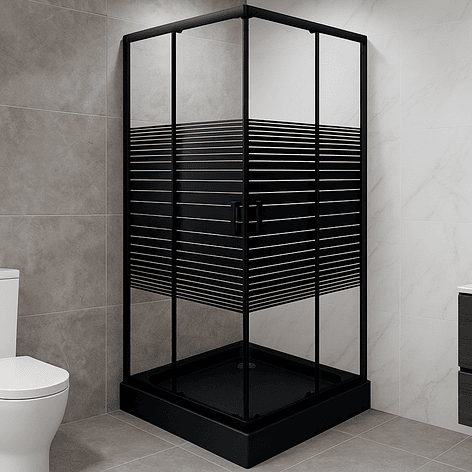 Shower Door Joytek Recto Strava Negro 90x90x198cm (Incluye Receptáculo) 1
