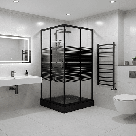 Shower Door Joytek Recto Strava Negro 90x90x198cm (Incluye Receptáculo) 2