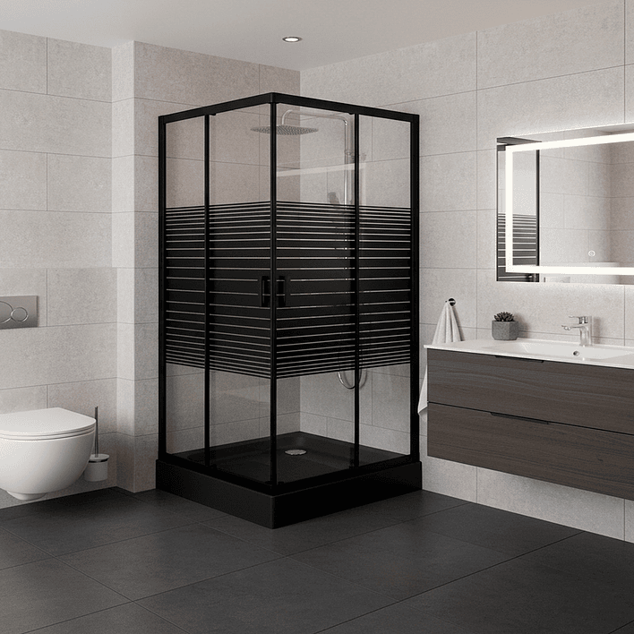 Shower Door Joytek Recto Strava Negro 90x90x198cm (Incluye Receptáculo) 3