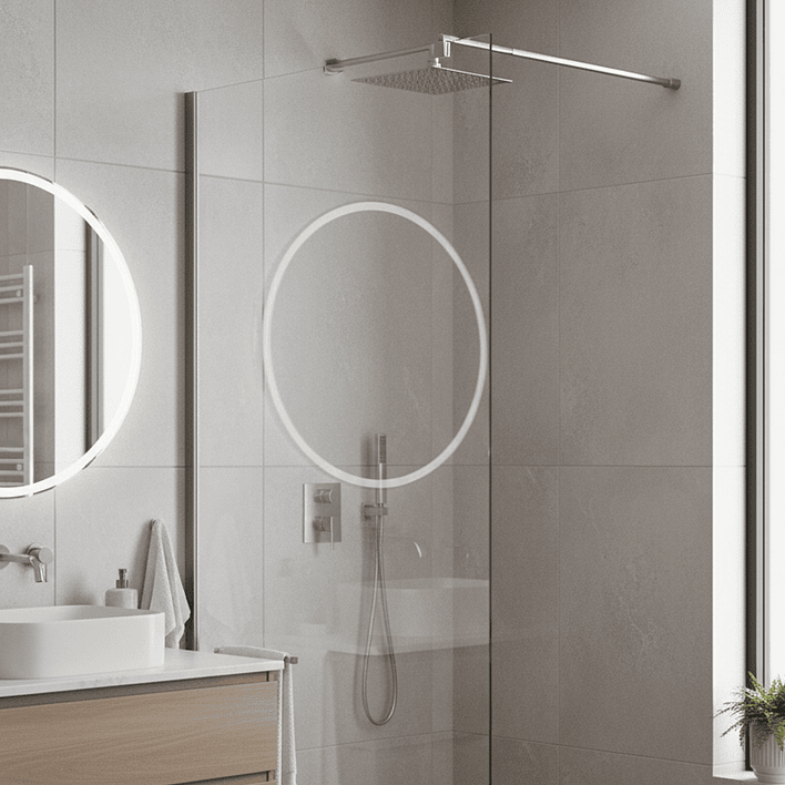 Mampara Fija de Baño Joytek 190×90 cm Vidrio Templado Transparente 8 mm 5