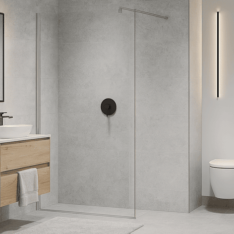 Mampara Fija de Baño Joytek 190×90 cm Vidrio Templado Transparente 8 mm 3
