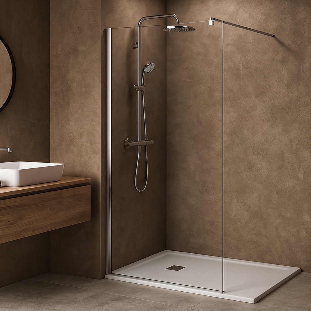 Mampara Fija de Baño Joytek 190×100 cm Vidrio Templado Transparente 8 mm 2