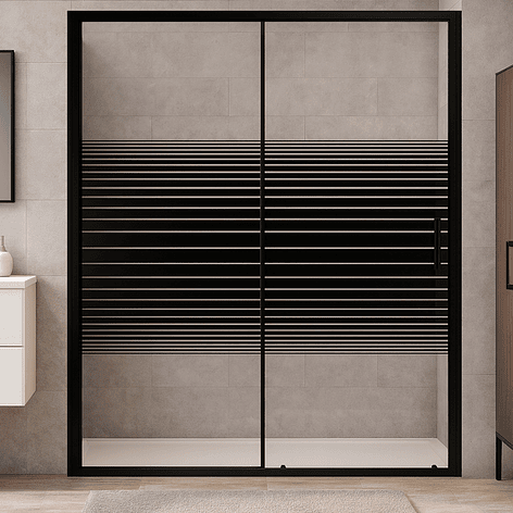 Mampara Ajustable de Ducha Strava 160-180 cm Líneas negras (2 Vidrios) 2