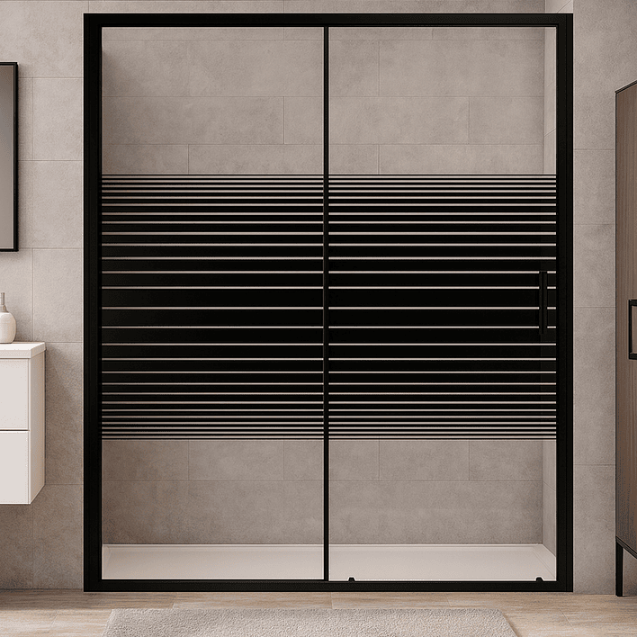 Mampara Ajustable de Ducha Strava 160-180 cm Líneas negras (2 Vidrios) 2