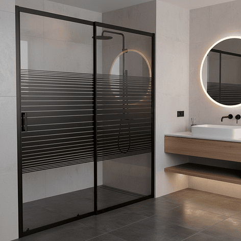 Mampara Ajustable de Ducha Strava 160-180 cm Líneas negras (2 Vidrios) 3