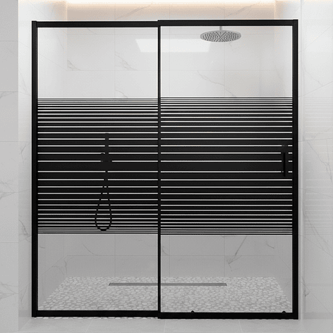 Mampara Ajustable de Ducha Strava 160-180 cm Líneas negras (2 Vidrios) 6