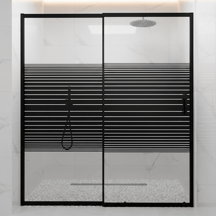 Mampara Ajustable de Ducha Strava 160-180 cm Líneas negras (2 Vidrios) 6