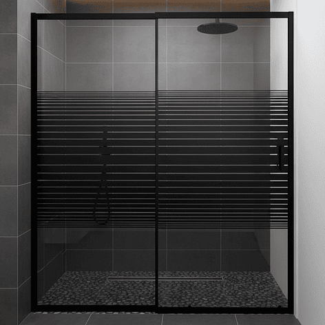 Mampara Ajustable de Ducha Strava 160-180 cm Líneas negras (2 Vidrios) 9