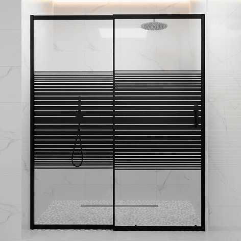 Mampara Ajustable de Ducha Strava 140-160 cm Líneas negras (2 Vidrios) 6