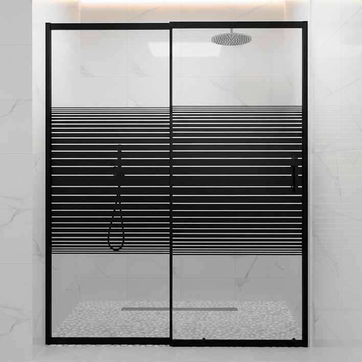 Mampara Ajustable de Ducha Strava 140-160 cm Líneas negras (2 Vidrios) 6